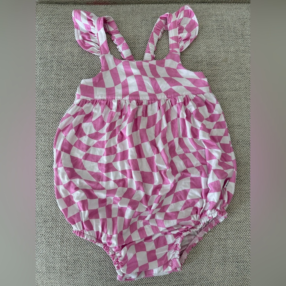 Bamboo Wavy Check Bubble Romper